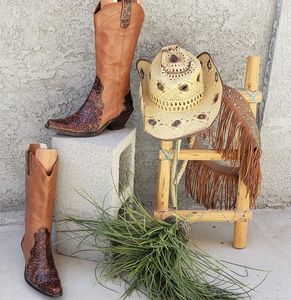 Coldwater Creek Tooled Brown Tall Leather Western